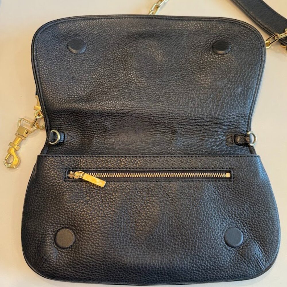 Tory Burch Leather Amanda Black Clutch with Gold Chain - Picture 2 of 4